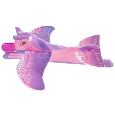 Laat de magie de lucht in stijgen met dit betoverende unicorn zweefvliegtuigje! Dit schattige vliegtuigje, met een lengte van 22 cm, heeft een prachtig unicorn-thema en is beschikbaar in 4 verschillende varianten. Kinderen kunnen hun eigen vliegtuigje in elkaar zetten en het vervolgens door de lucht laten zweven voor uren speelplezier.