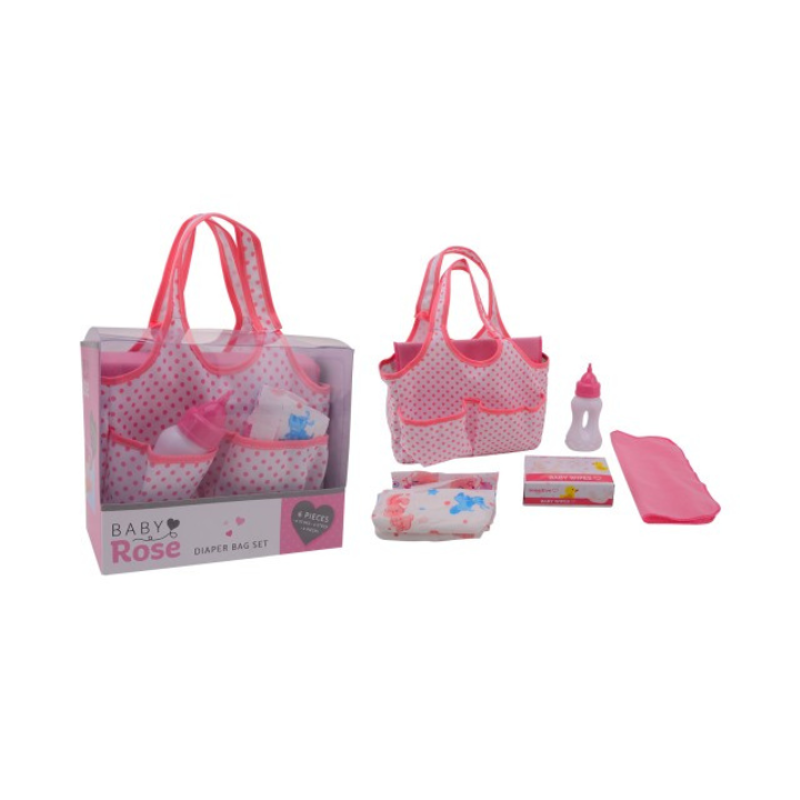 Maak de poppenzorg helemaal compleet met deze schattige baby rose luiertas! Deze tas is perfect voor elke poppenmoeder en -vader die goed voorbereid wil zijn op onderweg zorgen voor hun pop. De luiertas bevat alles wat je nodig hebt voor een zorgeloze verzorging van je pop, waar je ook bent.