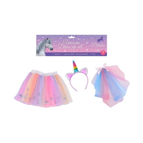 Laat de fantasie van je kleintje tot leven komen met deze magische 3-delige unicorn verkleedset! De perfecte set voor elk kind dat houdt van de wonderlijke wereld van unicorns en magie.