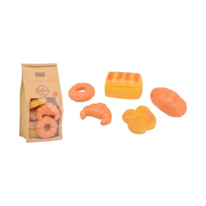 Maak elke maaltijd compleet met deze 5-delige Broodset! De set bevat alles wat je nodig hebt voor een smakelijke lunch of diner, en wordt geleverd in een handig kartonnen zakje. Perfect voor speelkeukens of als onderdeel van een poppenmaaltijd, deze broodset is ideaal voor het creëren van je eigen broodjes en sandwiches.