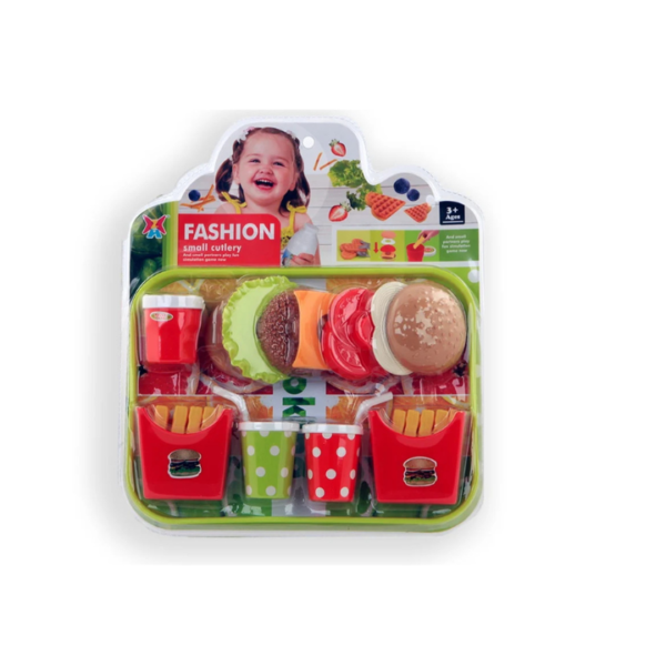 Beleef je eigen fastfoodfeestje met dit Fastfood Eten op een Dienblad! De set bevat alles wat je nodig hebt voor een heerlijke fastfoodervaring, compleet met een bakje met patat, milkshakebekers, een zelf samen te stellen broodje hamburger en een potje saus. Dit dienblad is ideaal voor creatieve speelsessies en biedt eindeloos veel mogelijkheden om je favoriete fastfoodmaaltijden te creëren!