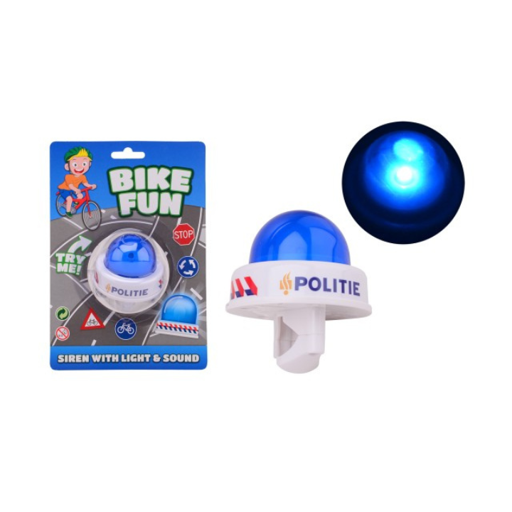 Tijd voor actie! Met deze politie sirene met licht en geluid verander je elke fiets in een echte politiepatrouille. Zet de sirene aan, laat het blauwe licht knipperen en iedereen weet: hier komt de politie!