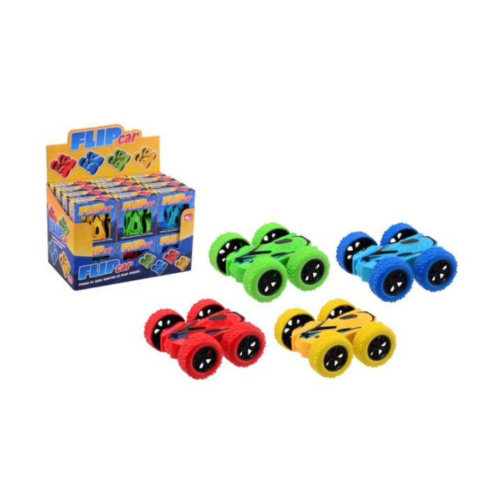 Maak het spelen nog leuker met de Flipover Auto! Dit speelse autootje van 8,5 cm draait, kantelt en rolt in verschillende richtingen voor eindeloos avontuur. Perfect voor kleine handjes die houden van beweging en plezier!