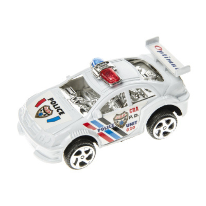Maak je klaar voor spannende avonturen met deze speelgoed politieauto! Met een lengte van 8 cm is deze stoere politieauto perfect voor kinderen die houden van actie en avontuur. Verkrijgbaar in 4 verschillende kleuren, is deze auto een must-have voor elke jonge politieagent in spe!