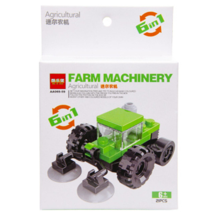 Laat de creativiteit van je kind de vrije loop met deze veelzijdige Bouwblokjes Boerderijvoertuigen 6-in-1! Met 21 kleurrijke stukjes kunnen kinderen niet alleen een trekker bouwen, maar ook vijf andere voertuigen of objecten. Of het nu een veegwagen, een helicopter of iets anders is, de mogelijkheden zijn eindeloos!
