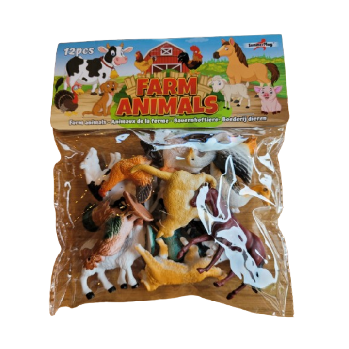 Maak je eigen boerderij compleet met deze set van 12 boerderijdieren! Van koeien tot kippen, geiten tot honden, deze set biedt alles wat je nodig hebt voor een levendig boerenleven. Perfect voor jonge kinderen die van dieren houden en graag hun eigen boerderij willen creëren.