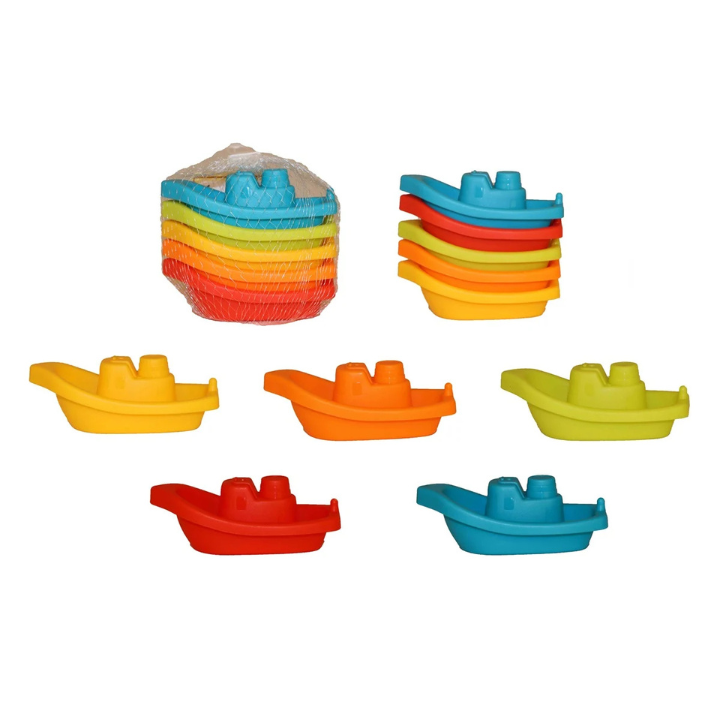 Maak van badtijd een feestje met deze set van 5 schattige badbootjes in heldere regenboogkleuren! De bootjes drijven op het water, kunnen in elkaar gestapeld worden én zijn makkelijk vast te pakken door kleine handjes.