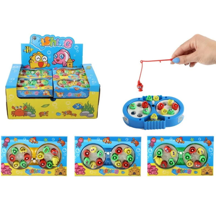 Zet het spel in beweging, pak je hengel en probeer de happende visjes te vangen terwijl ze rondjes draaien! Dit klassieke opwindbare visspel zorgt voor eindeloos speelplezier en traint tegelijkertijd de oog-handcoördinatie en concentratie van kinderen.