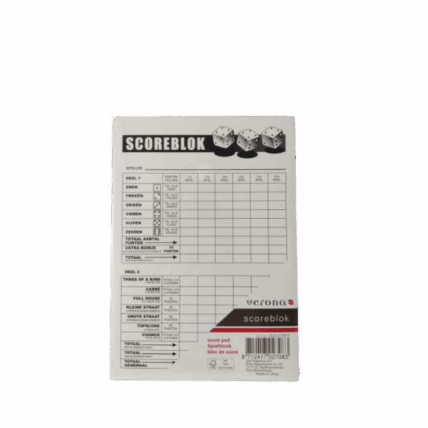 Scoreblok Yatzee