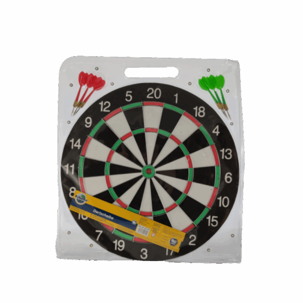 Dartbord met 6 pijlen
