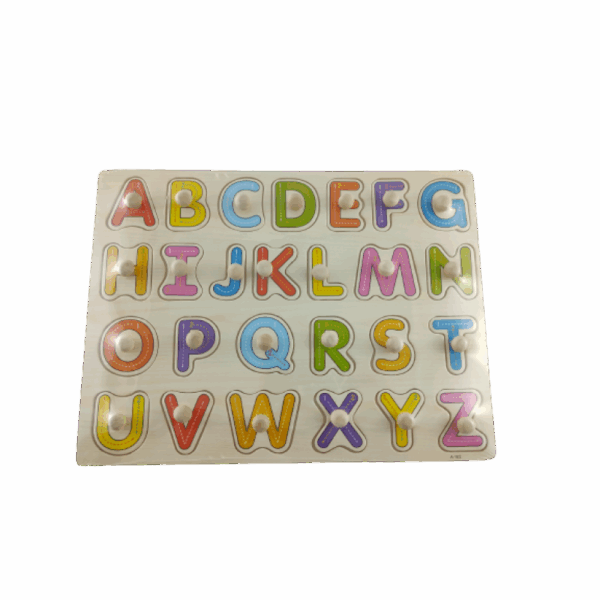 Houten knopjespuzzel ABC