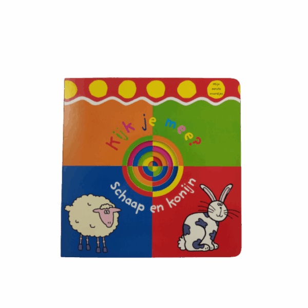 Kartonboek: Kijk je mee? Schaap en konijn