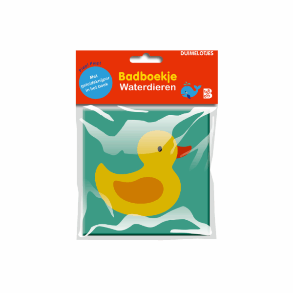 Badboekje Waterdieren – Spetterend speelplezier in bad!                                                                                                                                                                                                       Druk op de pagina en hoor een piep-piep geluid.